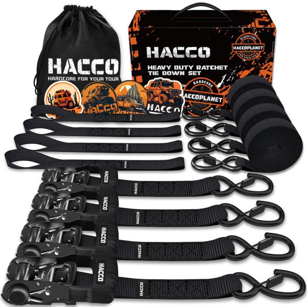 【並行輸入品】 Haccoplanet ラチェットストラップ 破断強度5500ポンド 4パック 1....