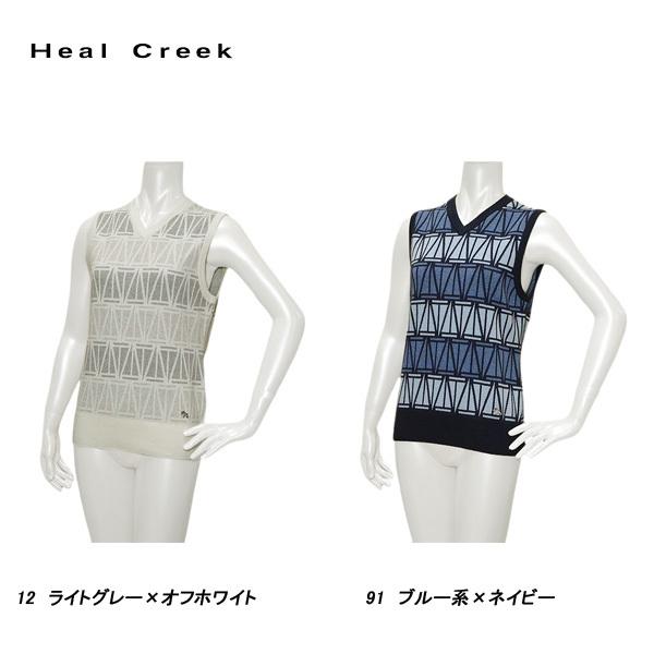 ヒールクリーク Heal Creek レディース 春秋 カシミヤ混 コットン Vネック ヨット柄 ニ...