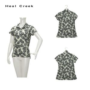 ヒールクリーク Heal Creek レディース 春夏 吸水速乾 UVケア プリント柄 半袖シャツ