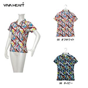 ビバハート VIVA HEART レディース 春夏 UVカット 吸水速乾 幾何学柄プリント 半袖シャツ｜depot-044