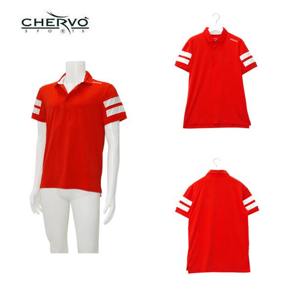 シェルボ CHERVO メンズ 春夏 UVカット 吸水速乾 袖ライン半袖ポロシャツ サイズ50