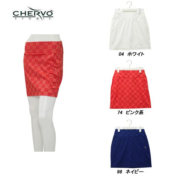 シェルボ CHERVO レディース 春夏秋 吸水速乾 UVカット チェスボード柄ストレッチスカート