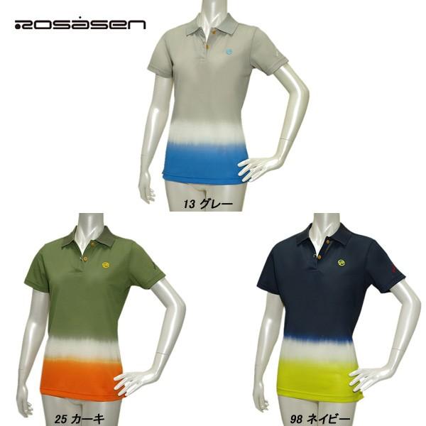 ロサーセン Rosasen レディース 春夏 吸水速乾 ビスコテックスプリント 鹿の子 半袖ポロシャ...
