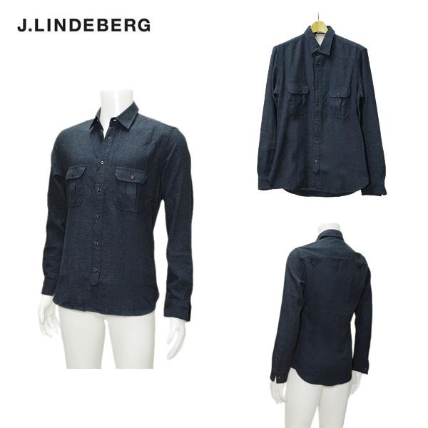 J.リンドバーグ J.LINDEBERG メンズ 秋冬 ヘリンボン長袖シャツ サイズ44(S)