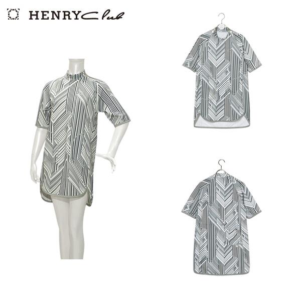 ヘンリークラブ HENRY Club レディース 秋春 ソフトダンボール幾何柄プリントワンピース