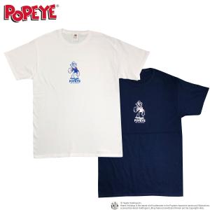 ポパイ POPEYE ロゴ Tシャツ カットソー メンズ レディース ユニセックス 大きいサイズ キャラクターTシャツ POPEYE BOB CAVIN MINI 白 ネイビー｜depot-select