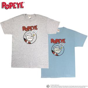 ポパイ POPEYE ロゴ Tシャツ カットソー メンズ レディース ユニセックス 大きいサイズ キャラクターTシャツ POPEYE I Y'AM WHAT グレー ブルー 半袖 ST｜depot-select