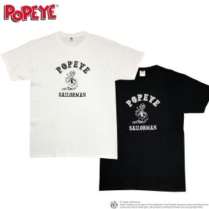 ポパイ POPEYE ロゴ Tシャツ カットソー メンズ レディース ユニセックス 大きいサイズ キャラクターTシャツ POPEYE BOB CAVIN 白 黒 半袖 ST｜depot-select