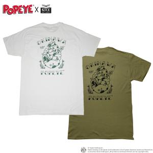 ポパイ POPEYE ミリタリー tシャツ カットソー メンズ レディース ユニセックス 大きいサイズ キャラクター Tシャツ POPEYE TATTOO｜depot-select