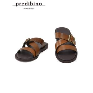 プレディビーノ PREDIBINO ストラップサンダル メンズ ベジタブルタンニンドレザー クロスデ...
