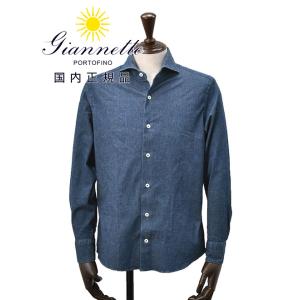 ジャンネット GIANNETTO 長袖カジュアルシャツ メンズ コットンシャンブレー VINCI F...
