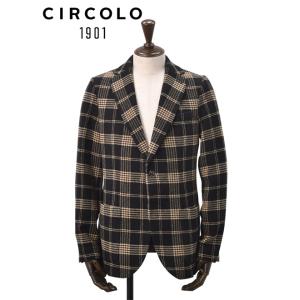 チルコロ CIRCOLO 1901 カジュアルジャケット メンズ ウールカシミア シングル ブラック&ブラウン チェック柄 国内正規品 でらでら 公式ブランド｜deradera