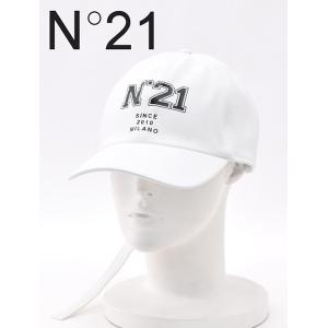 ヌメロ ヴェントゥーノ N°21 ベースボールキャップ メンズ ロゴプリント コットンツイル ホワイト 帽子 ロングドローコード 国内正規品 でらでら公式 ブランド｜deradera