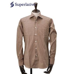 スペルラティボ Superlativo ドレスシャツ メンズ カーブワイドカラー コットンクロス ブ...