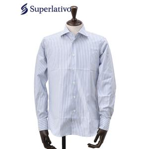 スペルラティボ Superlativo ドレスシャツ メンズ カーブワイドカラー ギザコットン サッ...