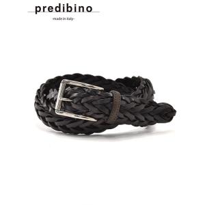 プレディビーノ Predibino レザーメッシュベルト メンズ 編み込み イタリアンレザー ダークブラウン 3.5cm幅 本革 真鍮バックル でらでら 公式ブランド｜deradera