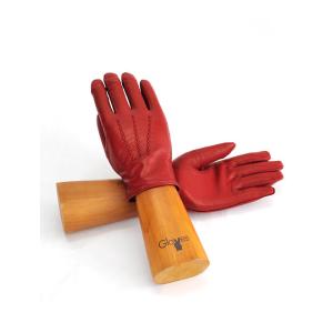 グローブス gloves メンズ革手袋 レッド 赤色小物 3本の縫い目のイタリア定番デザイン ラムレ...