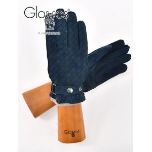 グローブス Gloves メンズ イタリア ラムレザー 手袋 カシミヤウールニット裏 編み込み羊革 ...