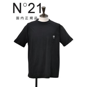 ヌメロ ヴェントゥーノ N°21 半袖Tシャツ メンズ クルーネックカットソー アップリケ付き胸ポケット ブラック 黒 コットンジャージー 国内正規品｜deradera