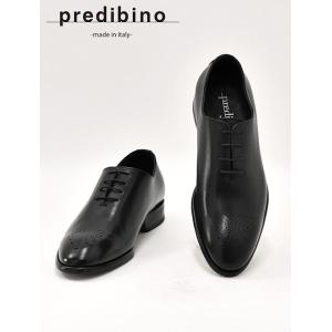 プレディビーノ Predibino メンズ ドレスシューズ ホールカット＆メダリオン SILVER シルバーラスト ブラック パーティー イタリア Men's｜deradera