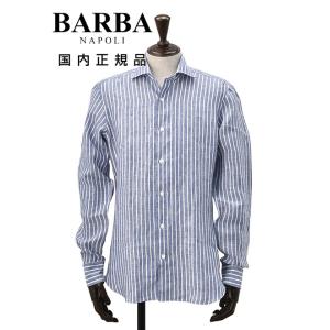 バルバ BARBA 長袖ストライプ柄シャツ メンズ DANDY LIFE セミワイドスプリットカラー...