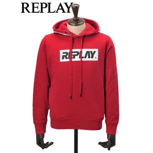 リプレイ Replay プルオーバーパーカー お得セット メンズ 裏起毛パーカー レッド でらでら スウェット Men 39 S 国内正規品 ロゴプリントストライプテープ 公式ブランド
