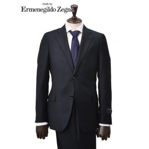 エルメネジルド ゼニア cloth by Ermenegildo Zegna シングルスーツ メンズ ストライプ柄 ミッドナイト TROFEO スペルラティボ 日本製｜deradera