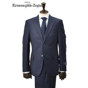 エルメネジルド ゼニア cloth by Ermenegildo Zegna シングルスーツ メンズ ネイビー ヘリンボン織り スペルラティボ TROFEO　トロフェオ 日本製｜deradera