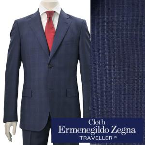 エルメネジルドゼニア Zegna ビジネススーツ メンズ TRAVELLER トラベラー ウール ブルーネイビー ウインドーペン スリム2Bボタン シングル Men's suits｜deradera