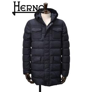 ヘルノ HERNO メンズダウンジャケット  POLAR-TECH ポーラテック ネイビーナイロンシ...