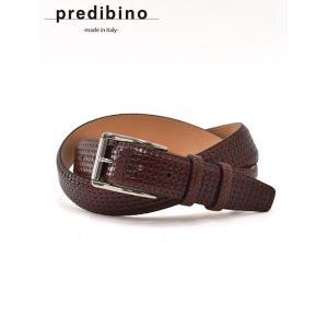 プレディビーノ Predibino レザーベルト メンズ 編み込みデザイン マロンブラウン 3.5cm幅 本革 真鍮バックル 長さカット可能 でらでら 公式ブランド｜deradera