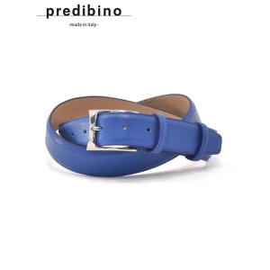 プレディビーノ Predibino メンズ イタリア製レザーベルト 3.5cm幅 アズーロ ブルー DOLLARO しぼ革 マット ギフト フリーサイズ｜deradera