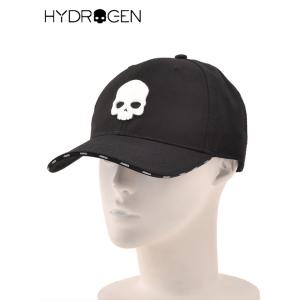 ハイドロゲン HYDROGEN ベースボールキャップ メンズ コットンツイル スカルワッペン ブラック 6パネル 帽子 ベルクロアジャスター調節 でらでら ブランド｜deradera