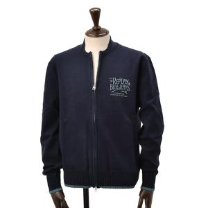 リプレイ　REPLAY ニットブルゾン メンズ アウター アクリル ポリウレタン ネイビー 緑 リブ...