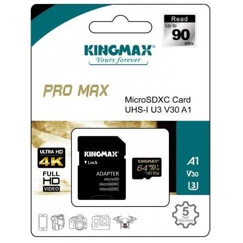 KINGMAX MicroSDXC UHS-1 U3 64GB (5年) Promax ブラック K...