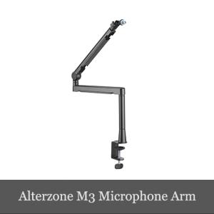 Alterzone ALZ-M3 マイクアーム ライブ配信/ゲーミング向け クランプ/グロメット固定式 変換アダプタ付き 角度調節 伸縮可能 ブラック｜DELESHOP