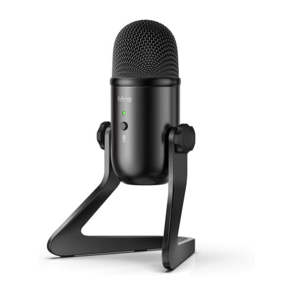 FIFINE K678 USBマイク コンデンサーマイク 単一指向性 3.5mmイヤホン端子付き 入...