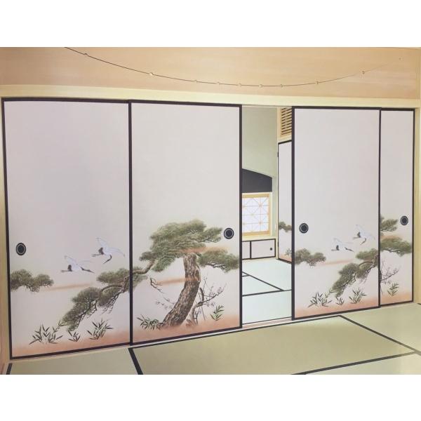 ふすま紙 襖紙 (日新第12集) No.807 (サイズ100×203cm)2枚組 和風・鶴・桜・和...