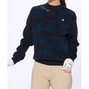 セール 公式 ルコックスポルティフ ゴルフ モックネックジャガード オーバーシャツセーター レディース 手洗い可 防寒 LG4FST00L 24FW