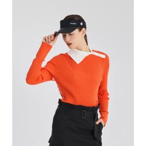 【即発送】ゴルフ レディース ジーフォア セーター ニット 長袖（オレンジ） le coq sportif GOLF 公式 ルコックスポルティフ ゴルフ RIJOUME