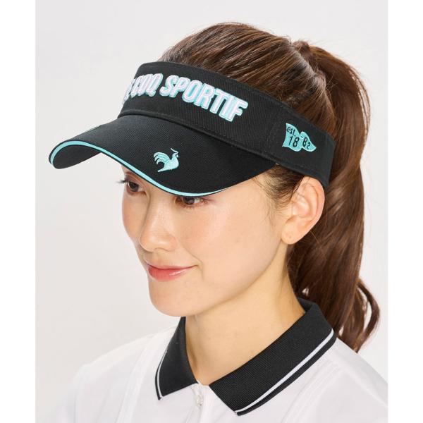公式 ルコックスポルティフ ゴルフ 定番ロゴサンバイザー レディース UVカット UPF50 帽子 ...