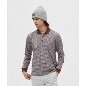 マンシングウェア Munsingwear HEAT NAVI ギンガムチェック総柄プリント長袖ポロシャツ