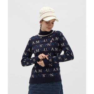 公式 マンシングウェア ロゴジャカードタートルネックセーター レディース 手洗い可 ニット ゴルフ おしゃれ 上品 MG5FST23L 25FW