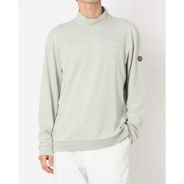 公式 ランバン スポール テキスタイルMIXモックネック長袖シャツ メンズ 2WAYストレッチ シン...