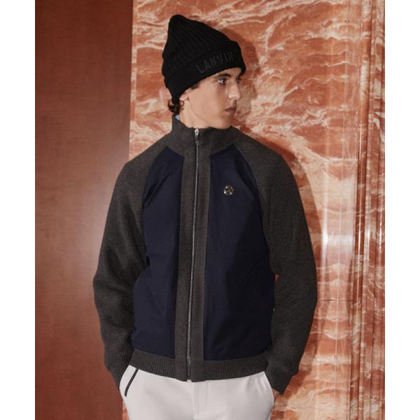 公式 ランバン スポール ニットハイブリッド中わたブルゾン メンズ 部分UVカット 蓄熱保温 スウェ...