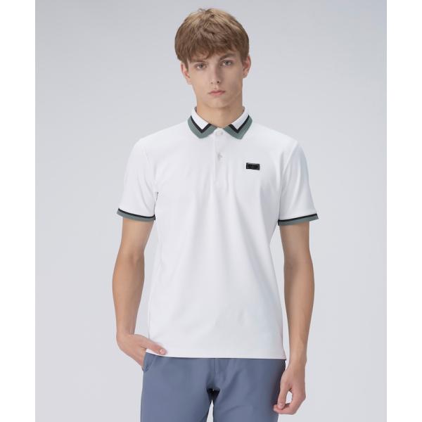 公式 ランバン スポール 衿袖インターシャ半袖シャツ メンズ UVカット 2WAYストレッチ 接触冷...