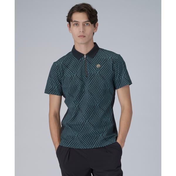 公式 ランバン スポール 総柄プリント 半袖シャツ ストレッチ メンズ 吸汗速乾 遮熱 UVカット ...