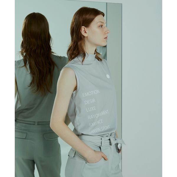 公式 ランバン スポール ストライプ柄 モックネックノースリーブ レディース 吸汗 UVカット スト...