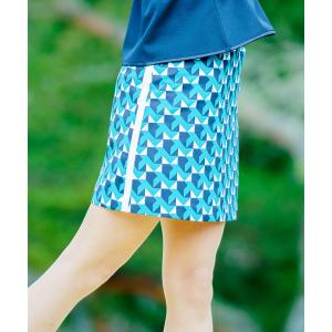 幾何柄プリントスカート(42cm丈）【サンスクリーン／吸水速乾】【アウトレット】