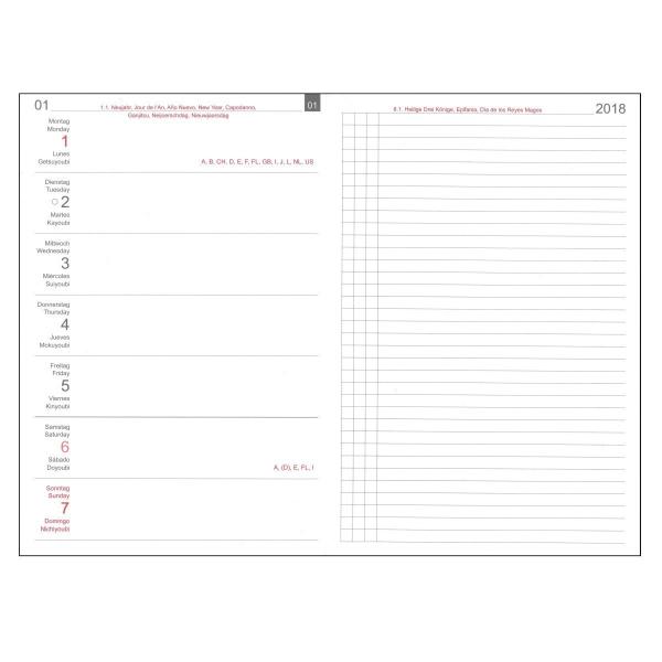 【カラー】2026 X47 A6 Weekly Calendar Left ウィークリーカレンダー ...